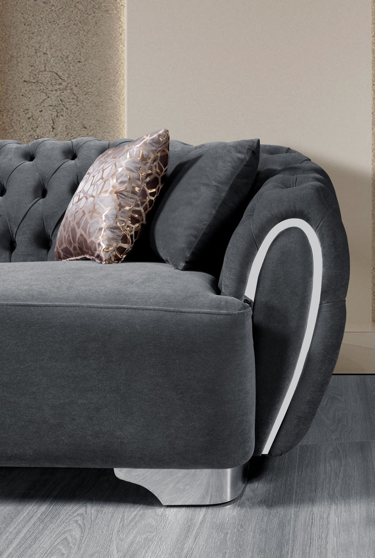Victoria Gray Velvet Living Room Set