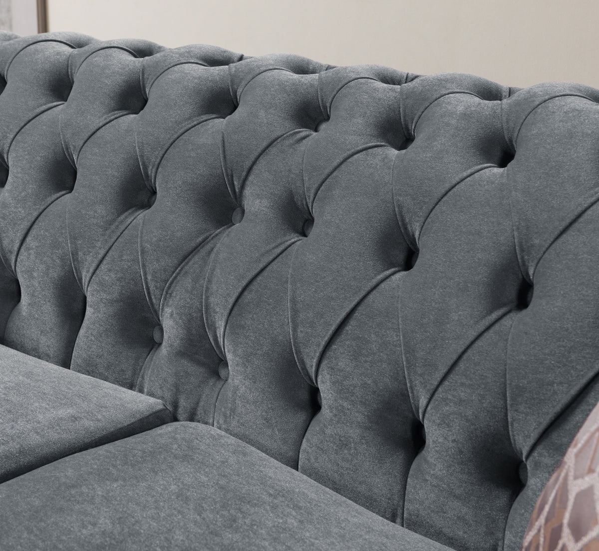 Victoria Gray Velvet Living Room Set