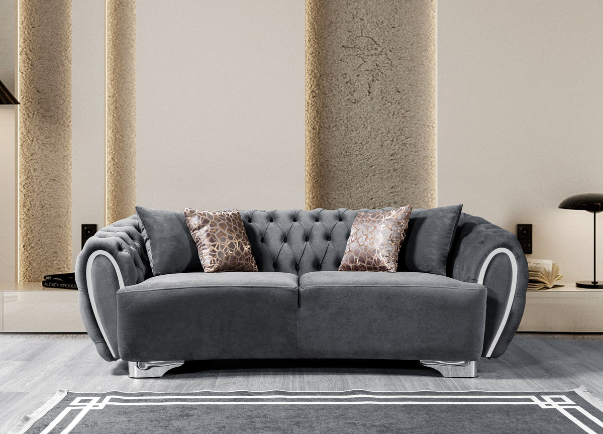 Victoria Gray Velvet Living Room Set
