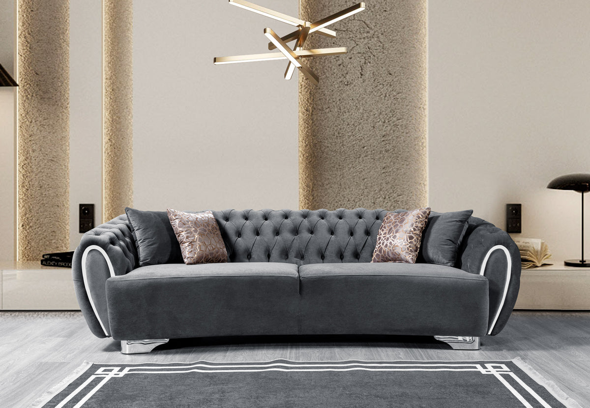 Victoria Gray Velvet Living Room Set