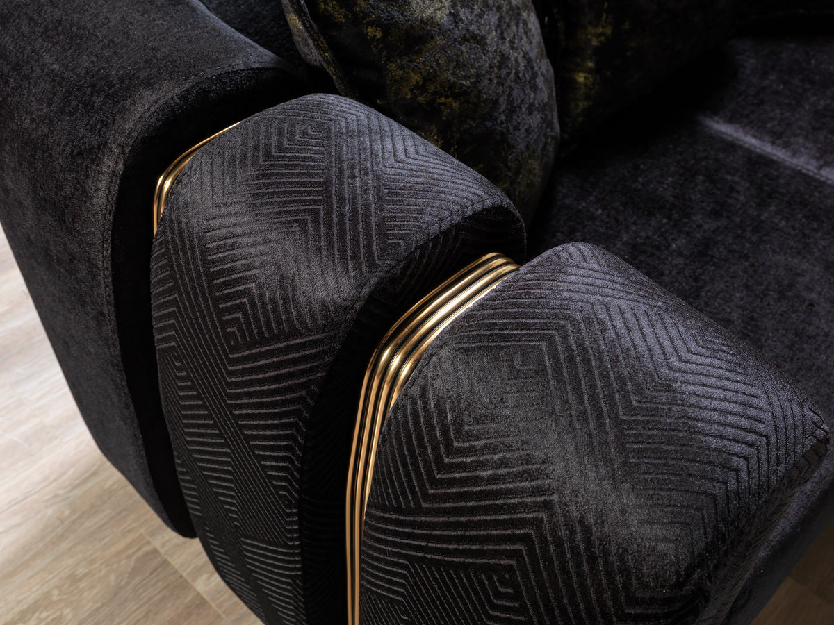 Santana Black Velvet Living Room Set