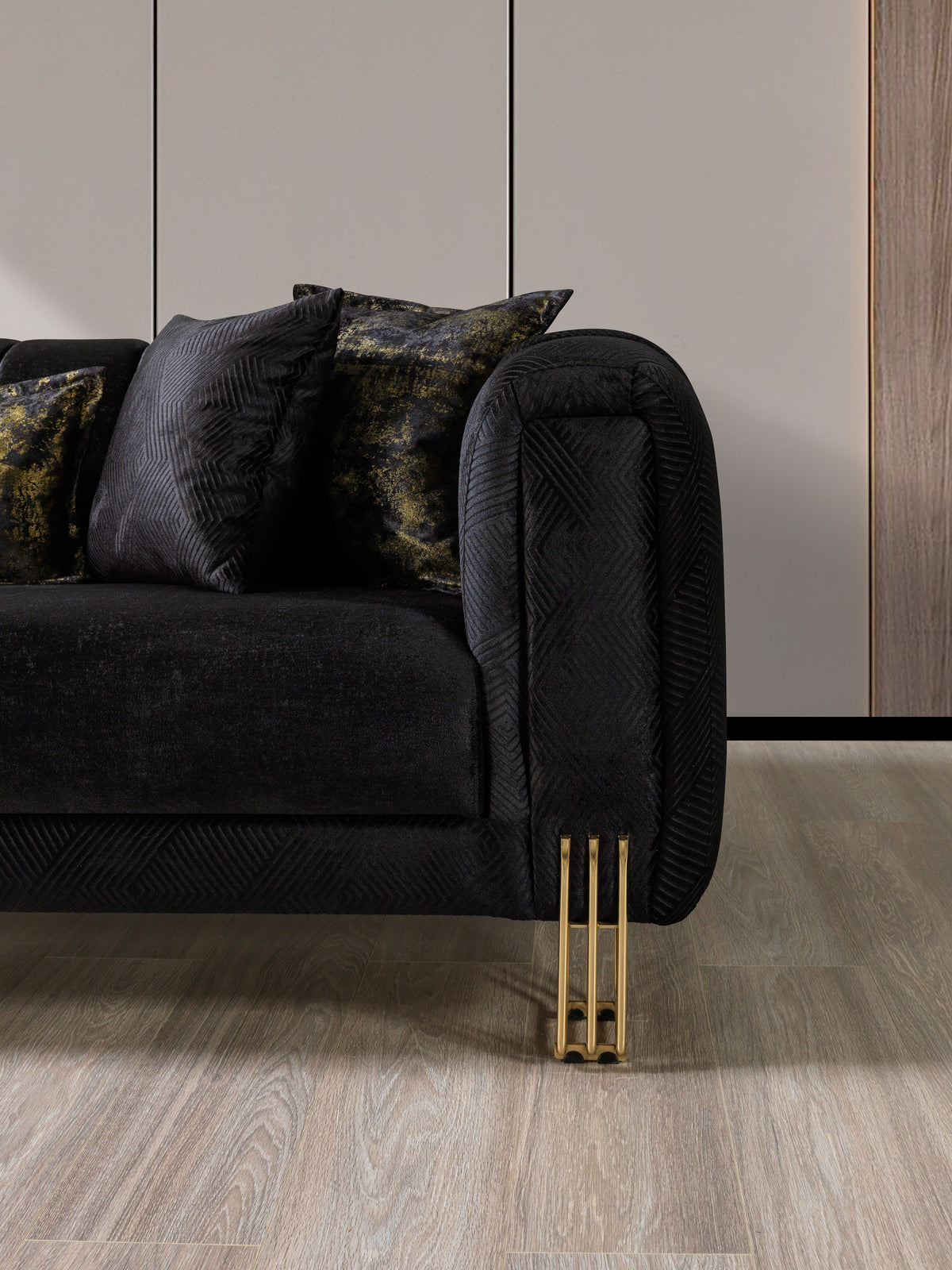 Santana Black Velvet Living Room Set