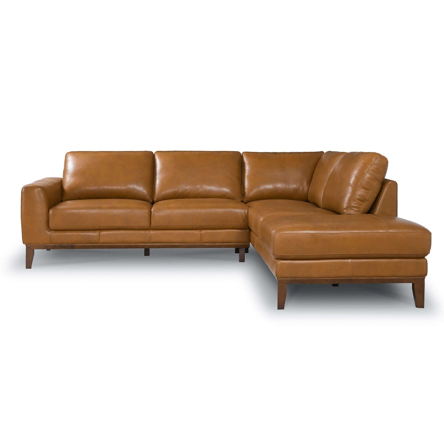 London 97" Mid-Century Modern Leather RAF Sectional
