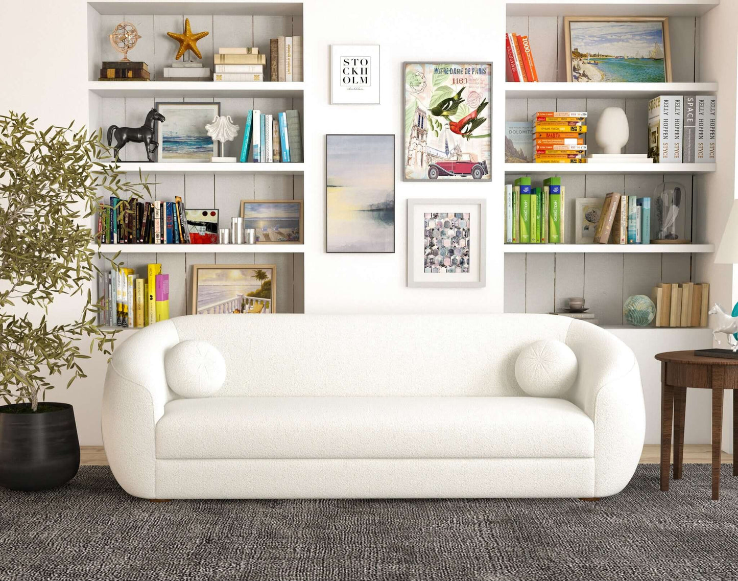 Melinda 87" Cream Boucle Sofa