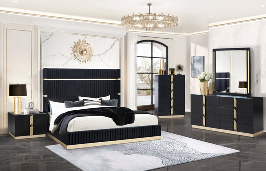 Evon Black/Gold Bedroom Set B7550