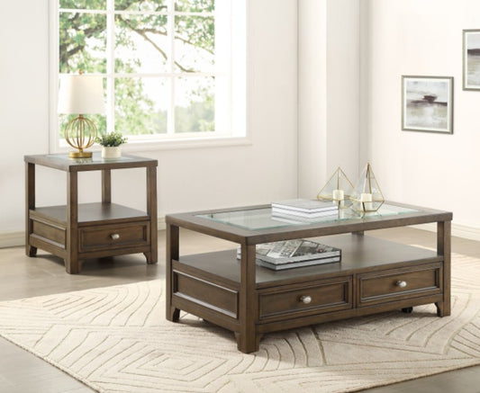 Auburn Cherry 2pc Coffee Table Set 3624