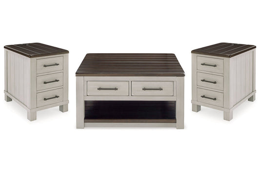 Darborn Gray/Brown Lift-top Coffee Table and 2 Chairside End Tables T796