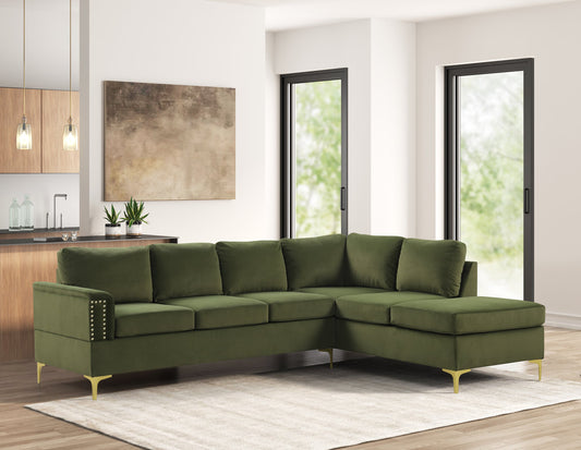 Vogue Olive Velvet Sectional Sofa