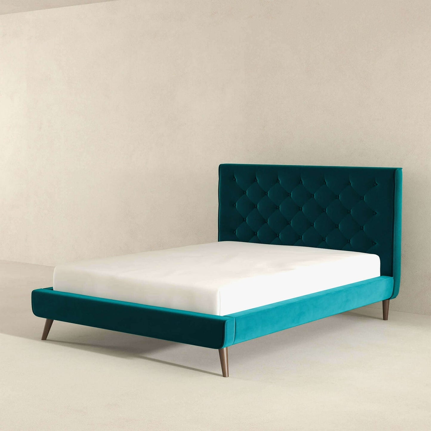Dillon Mid-Century Modern Teal Velvet King Platform Bed