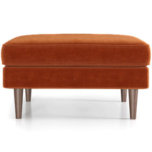 Load image into Gallery viewer, Amber Mid-Century Modern Square Upholstered Ottoman Orange