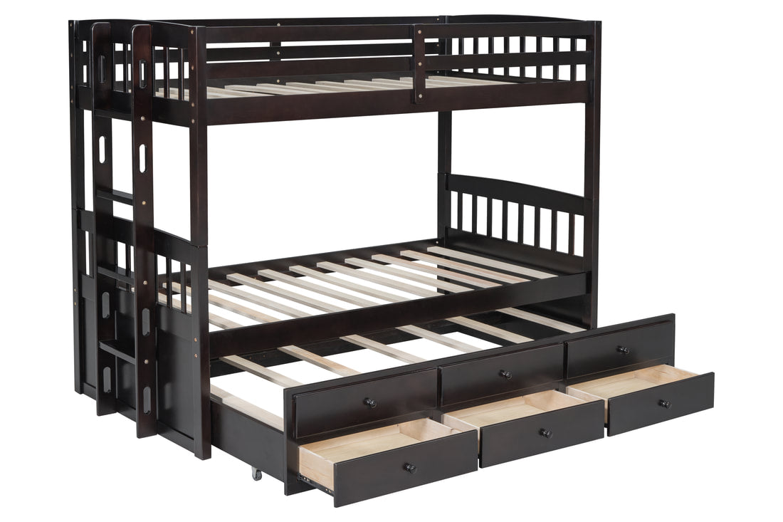 BB40 TWIN/TWIN Espresso Bunk Bed w/Twin Trundle + 3 Drawers
