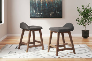Lyncott Charcoal/Brown Counter Height Barstool, Set of 2 D615