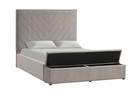 Grey Velvet King Bed B8012