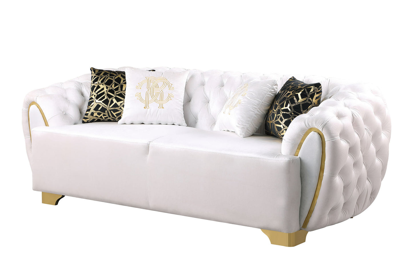 Mila White Velvet Sofa and Loveseat S2004
