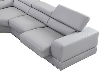Pella Light Grey Leather Match  3pc Sectional MI5106