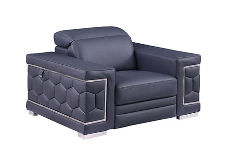 Favo Navy Italian Leather Living Room Set MI-1250