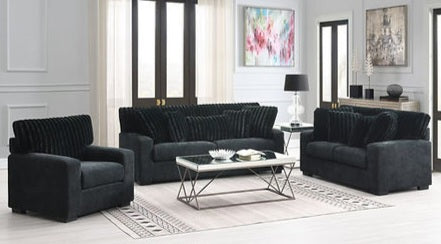 Tarra Black Fabric 3pc Living Room Set S1800