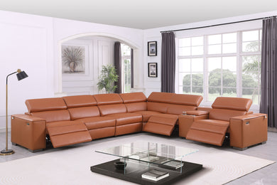 Picasso Carmel 3 POWER  Leather Match 7pc Sectional  MI631