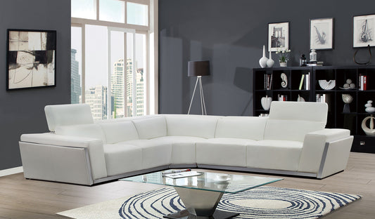 Domo White Italian Leather Sectional MI-8010A