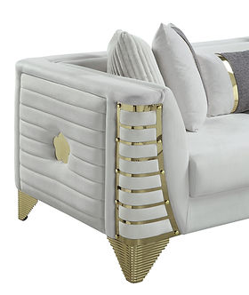 Donovan Cream/Gold Sofa and Loveseat S4010