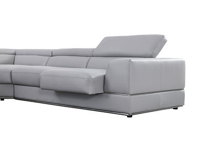 Pella Light Grey Leather Match  3pc Sectional MI5106