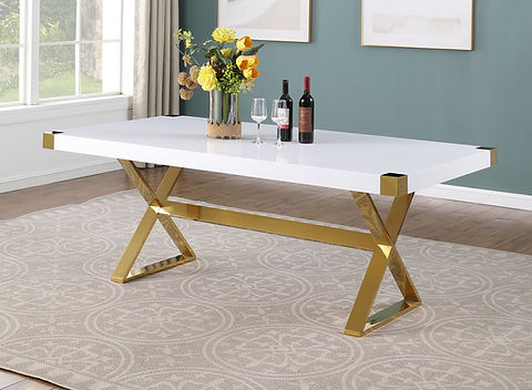 Adel White/Gold Dining Room Table D900-T