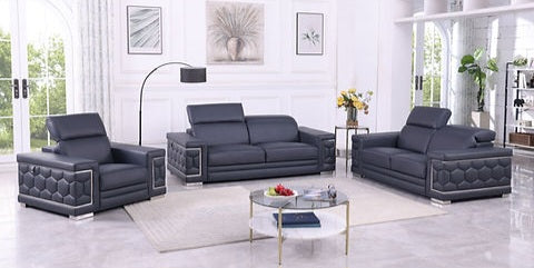 Favo Navy Italian Leather Living Room Set MI-1250