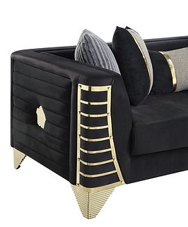 Donovan Black/Gold Sofa and Loveseat S4010
