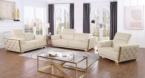Hexor Beige Italian Leather Sofa and Loveseat MI-1245