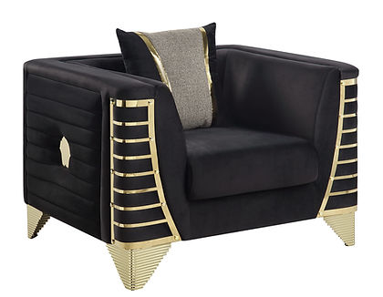 Donovan Black/Gold Sofa and Loveseat S4010