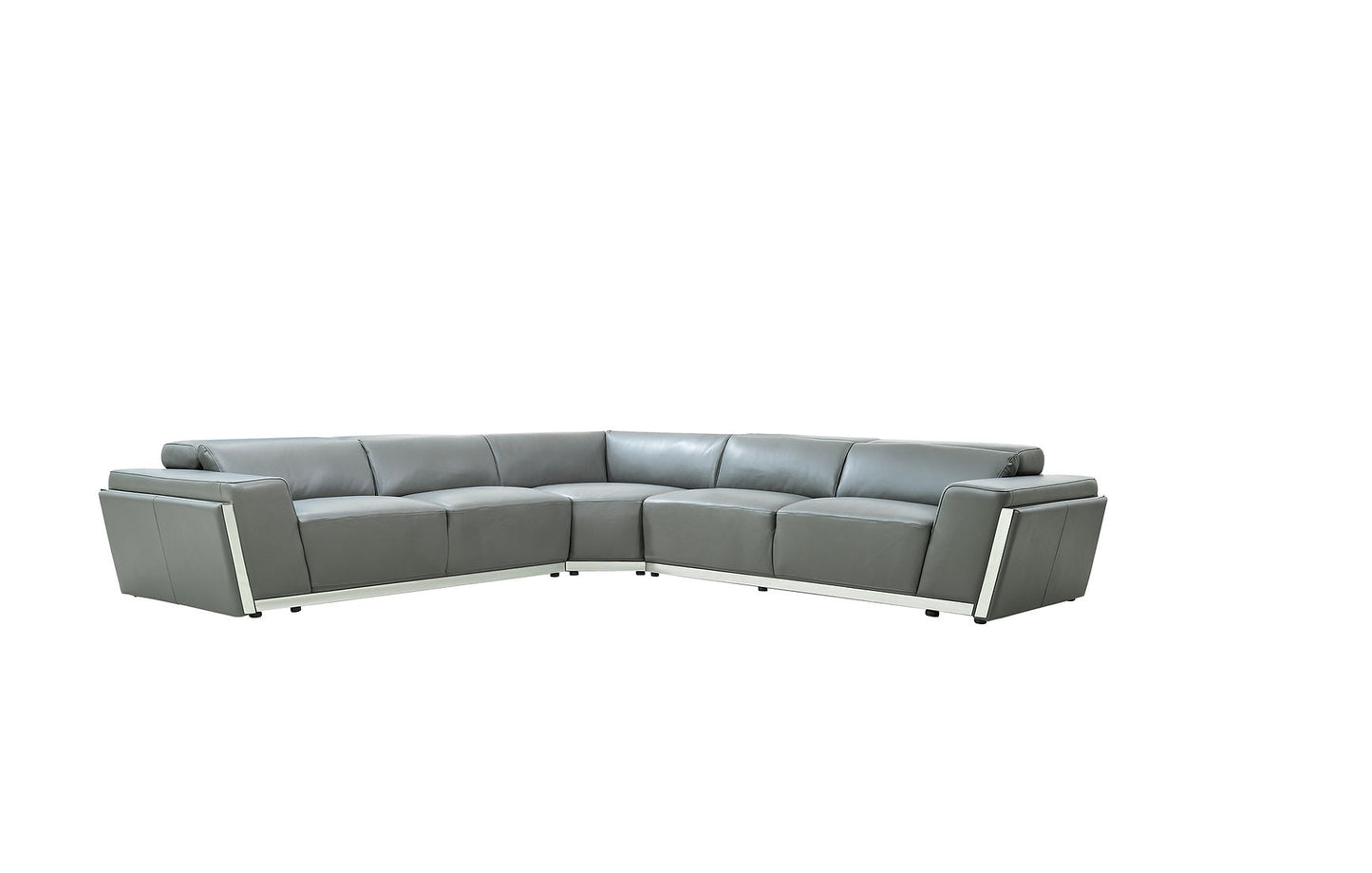 Domo Gray Italian Leather Sectional MI-8010A