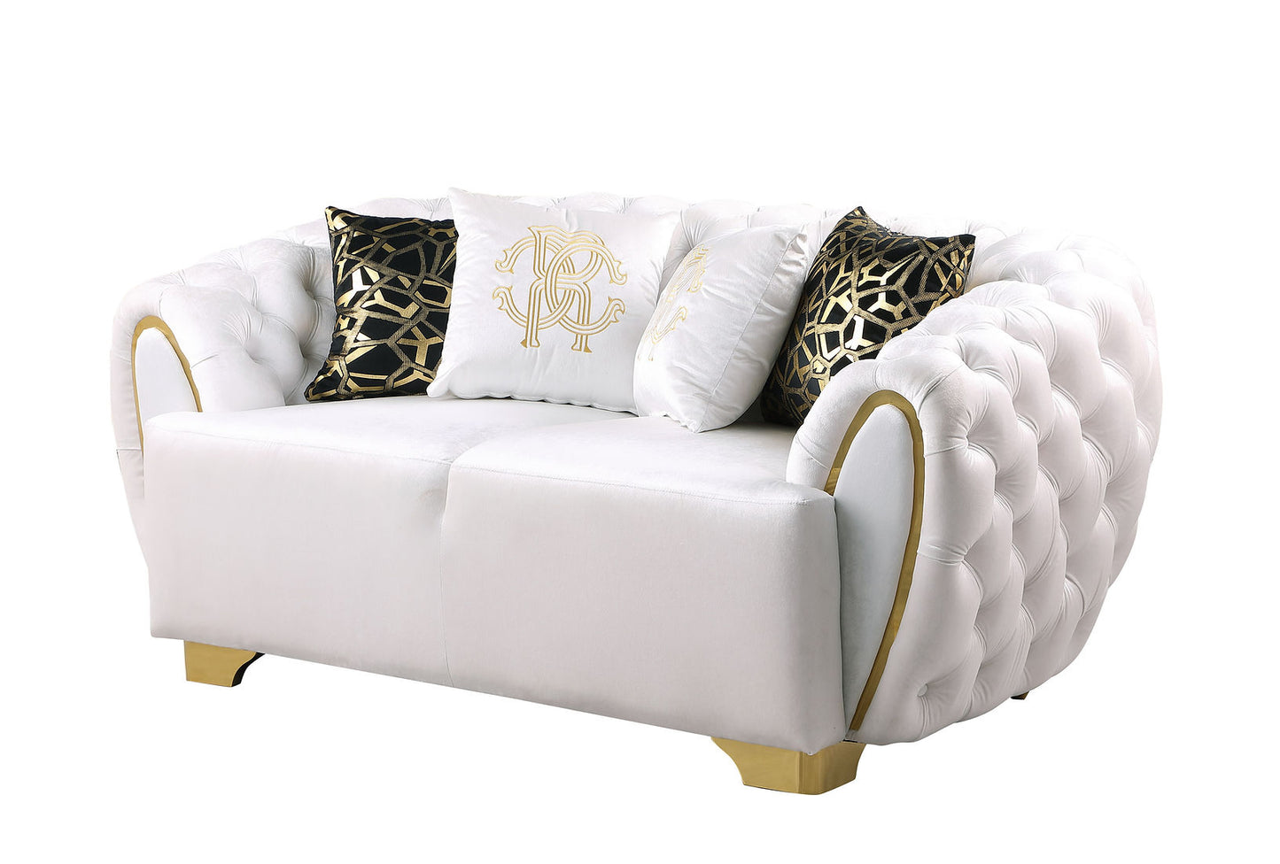 Mila White Velvet Sofa and Loveseat S2004