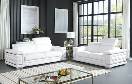 Favo White Italian Leather  Living Room Set MI-1250