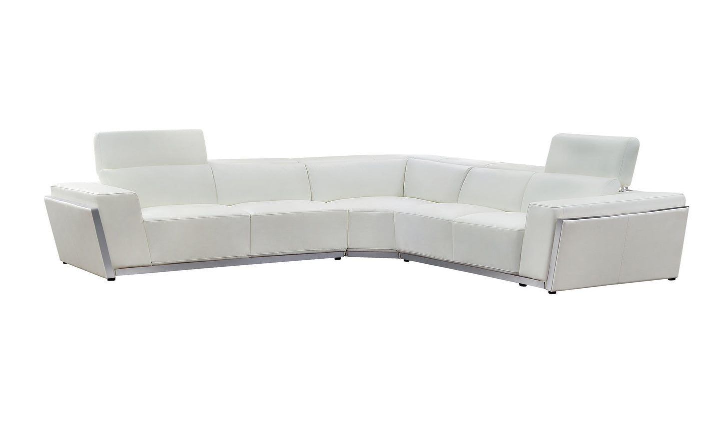 Domo White Italian Leather Sectional MI-8010A