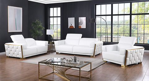 Hexor White Italian Leather Sofa and Loveseat MI-1245