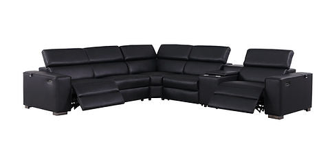 Picasso Black 2 POWER  Leather Match 6pc Sectional  MI631
