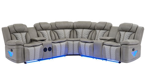 Innova Grey Leather LED/BLUETOOTH SPEAKERS Sectional S2025