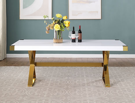 Adel White/Gold Dining Room Table D900-T