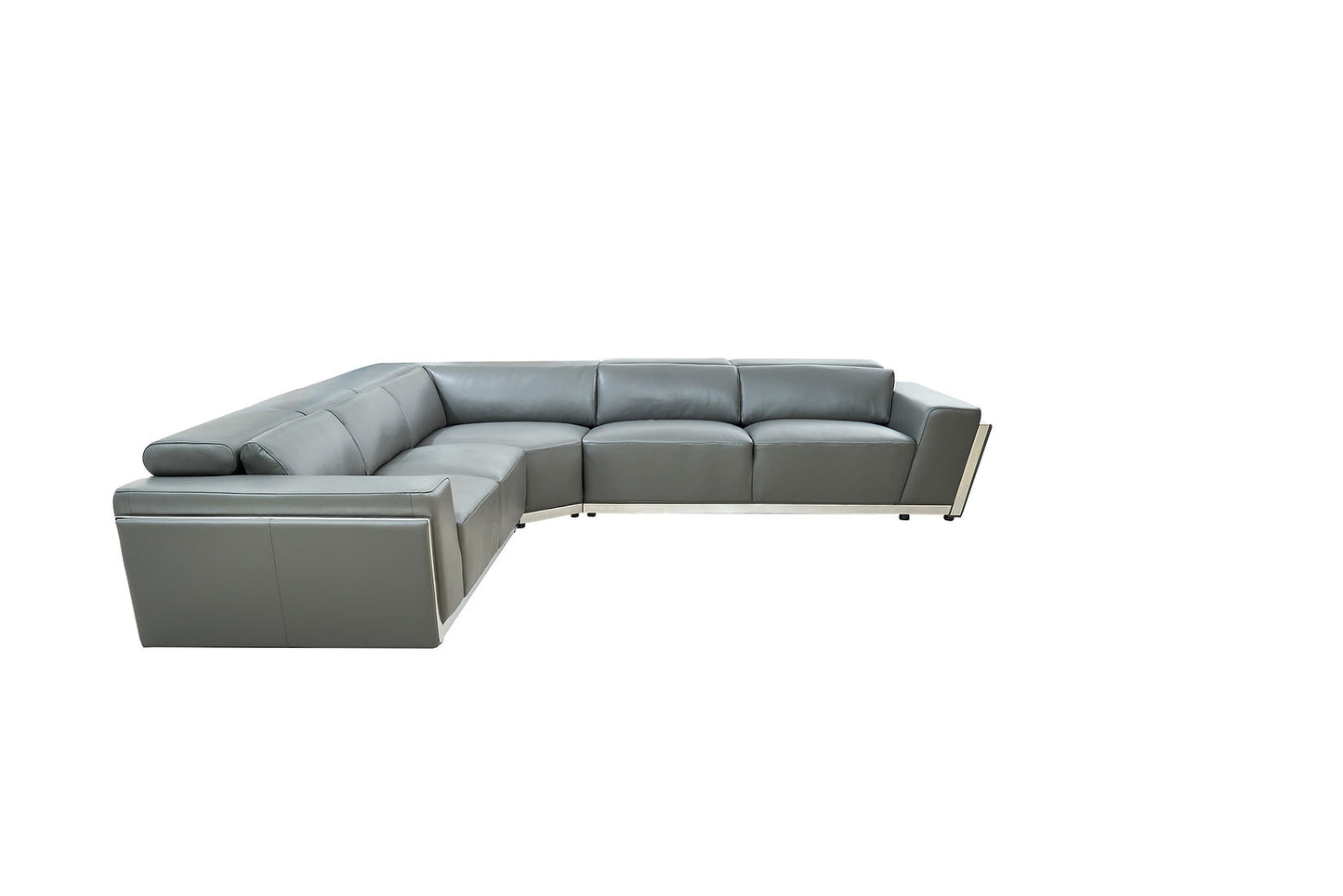 Domo Gray Italian Leather Sectional MI-8010A