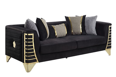 Donovan Black/Gold Sofa and Loveseat S4010