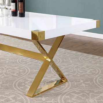 Adel White/Gold Dining Room Table D900-T