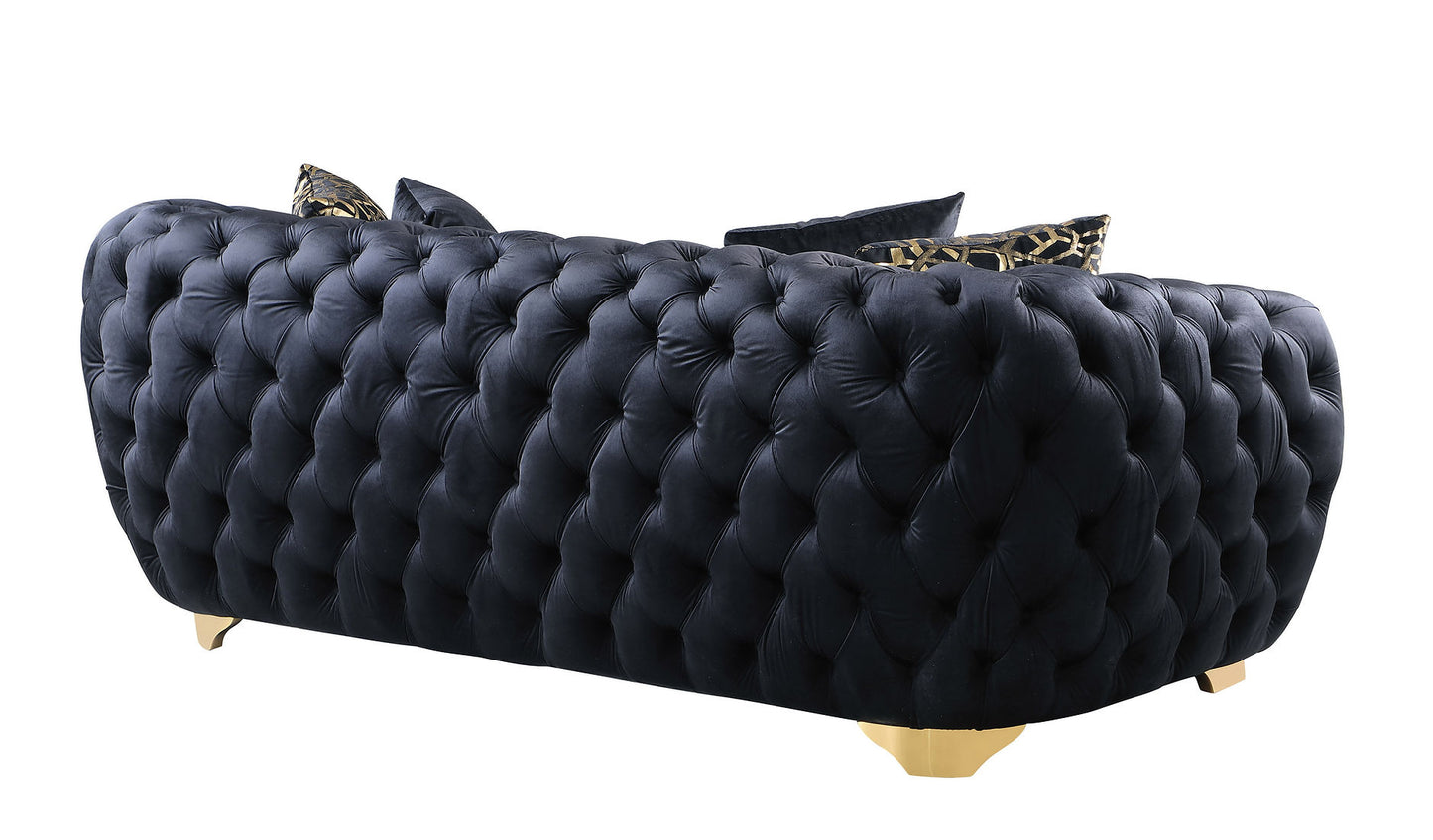 Mila Black Velvet Sofa and Loveseat S2004