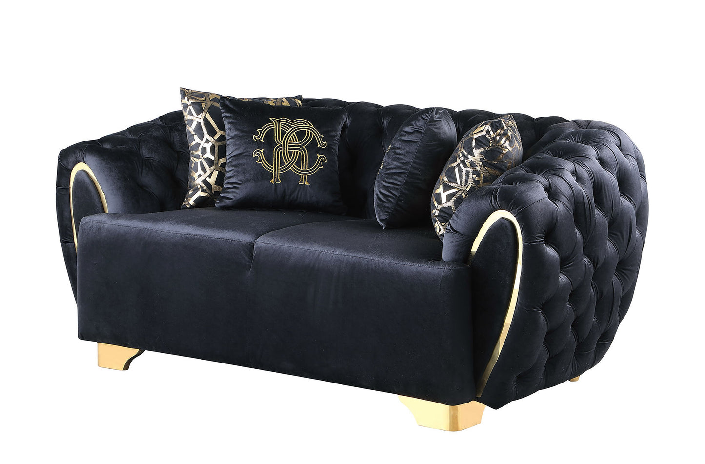 Mila Black Velvet Sofa and Loveseat S2004