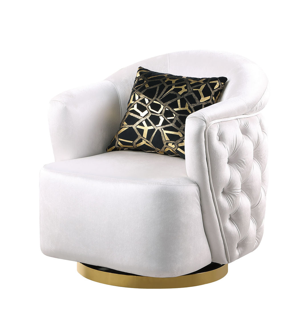 Mila White Velvet Sofa and Loveseat S2004