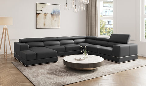 Pella Dark Gray Leather Match 3pc Sectional MI5106
