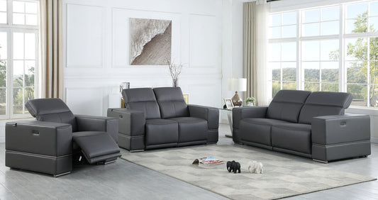 Franco Dark Grey POWER  Reclining Sofa and Loveseat MI-1122