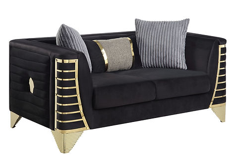 Donovan Black/Gold Sofa and Loveseat S4010