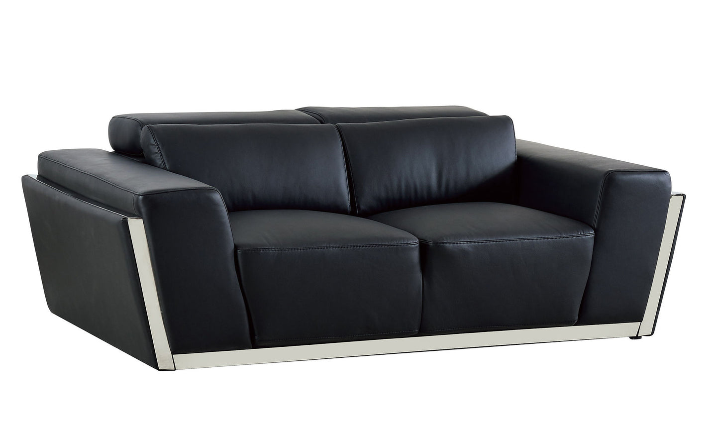 Domo Black ITALIAN LEATHER Living Room Set MI-8010