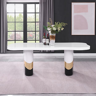 Orion White/Black/Gold 7pc Dining Room Set D901