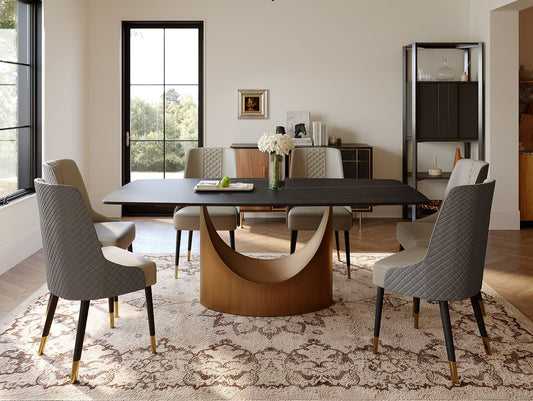 Lexi&Rani Black 7pc Dining RoomSet (Matte Sintered Stone)